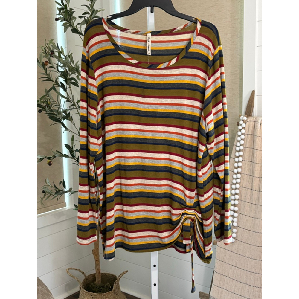 Simply Irresistible Multi- Colored Long Sleeve Tee
With Stripes, Woman’s 3X